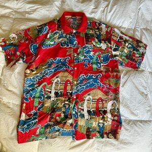 Vintage GENERRA Island Themed Hawaiian Style Shirt Men’s Size L
